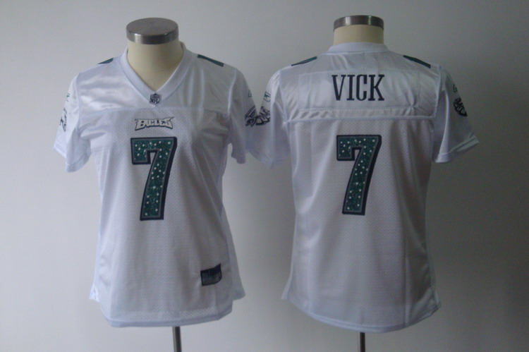 Eagles #7 Michael Vick White Women's Sweetheart Stitched NFL Jersey - Click Image to Close